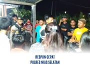Polres Nias Selatan Melalui Unit Turjawali Sat Samapta dan Unit Laka Sat Lantas Gerak Cepat Tindaklanjuti Laporan Laka Lantas di Jalan Pasir Putih Teluk Dalam
