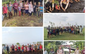 Cegah Abrasi Pantai, Polsek Rangsang Tanam Ratusan Mangrove Bersama Suku Akit
