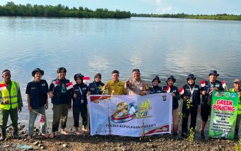 Sambut Bhayangkara ke-80, Bhabinkamtibmas Desa Bungur Pimpin Penanaman Ribuan Mangrove di Rangsang Pesisir
